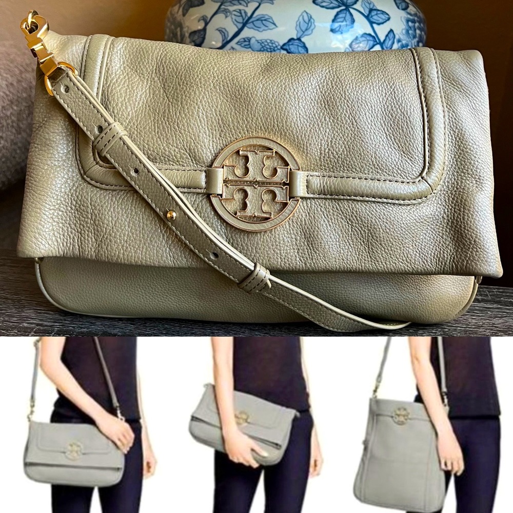 Tory Burch Amanda Foldover Convertible Crossbody In Sage! Excellent Condition!